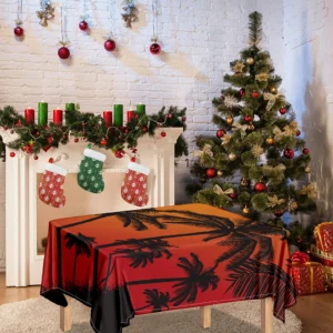 Tropical Palm Tree Sunset Print Tablecloth Kitchen Home Decor