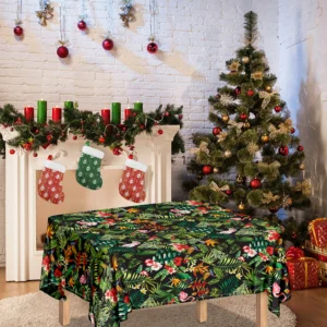Tropical Patchwork Pattern Print Tablecloth Kitchen Home Decor