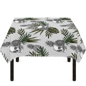 Tropical Pineapple Skull Pattern Print Tablecloth Kitchen Home Decor