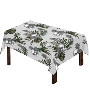 Tropical Pineapple Skull Pattern Print Tablecloth Kitchen Home Decor