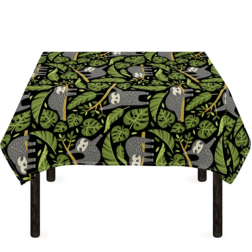 Tropical Sloth Pattern Print Tablecloth Kitchen Home Decor Tropical Sloth Pattern Print Tablecloth Kitchen Home Decor