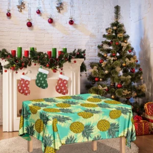 Tropical Vintage Pineapple Pattern Print Tablecloth Kitchen Home Decor