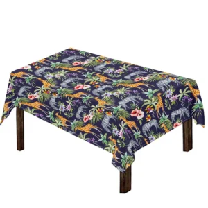 Tropical Zebra Giraffe Pattern Print Tablecloth Kitchen Home Decor