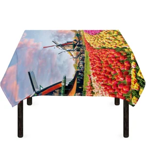 Tulip Field Print Tablecloth Kitchen Home Decor