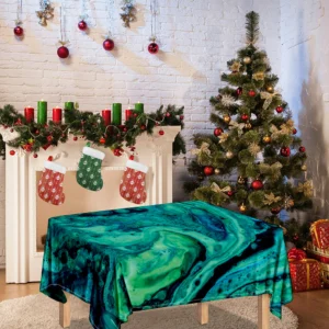Turquoise Acid Melt Print Tablecloth Kitchen Home Decor