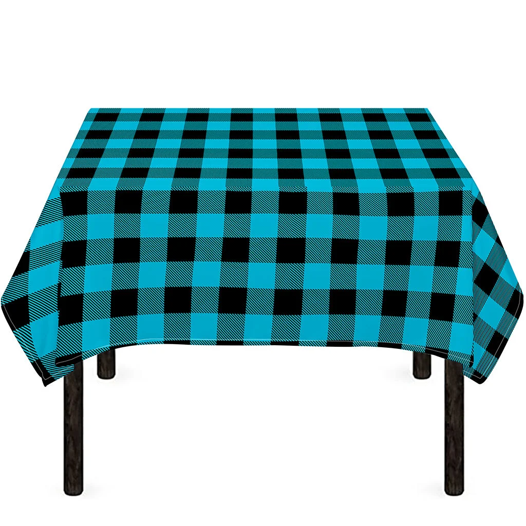 Turquoise And Black Buffalo Check Print Tablecloth Kitchen Home Decor Turquoise And Black Buffalo Check Print Tablecloth Kitchen Home Decor