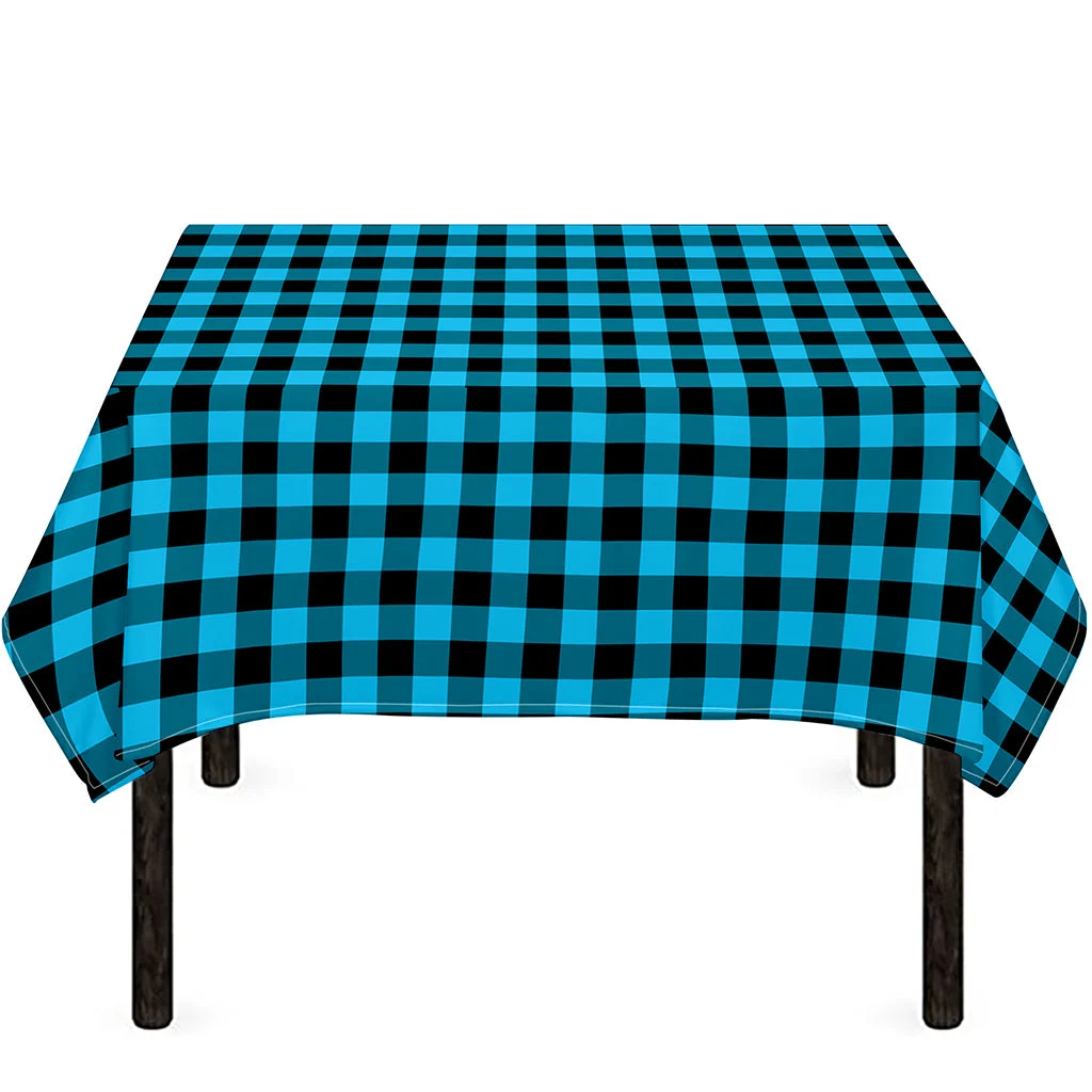 Turquoise And Black Check Pattern Print Tablecloth Kitchen Home Decor Turquoise And Black Check Pattern Print Tablecloth Kitchen Home Decor