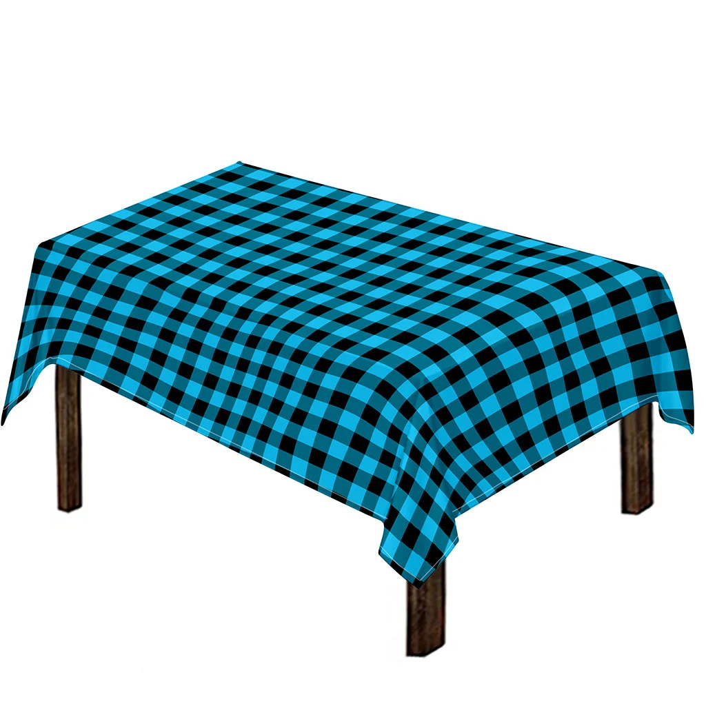 Turquoise And Black Check Pattern Print Tablecloth Kitchen Home Decor Turquoise And Black Check Pattern Print Tablecloth Kitchen Home Decor