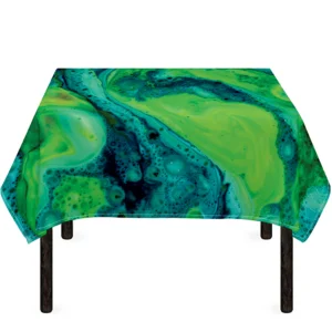 Turquoise And Green Acid Melt Print Tablecloth Kitchen Home Decor