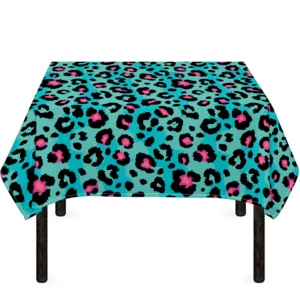 Turquoise And Pink Leopard Print Tablecloth Kitchen Home Decor