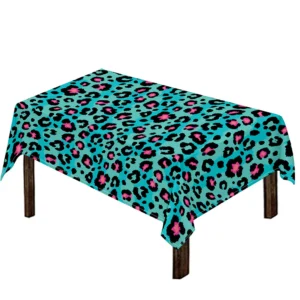 Turquoise And Pink Leopard Print Tablecloth Kitchen Home Decor