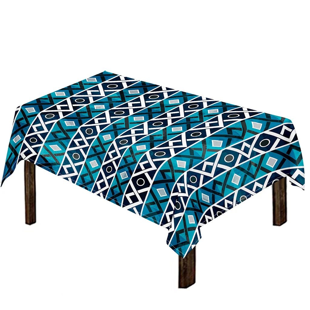 Turquoise Aztec Geometric Pattern Print Tablecloth Kitchen Home Decor Turquoise Aztec Geometric Pattern Print Tablecloth Kitchen Home Decor