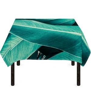 Turquoise Banana Leaf Print Tablecloth Kitchen Home Decor