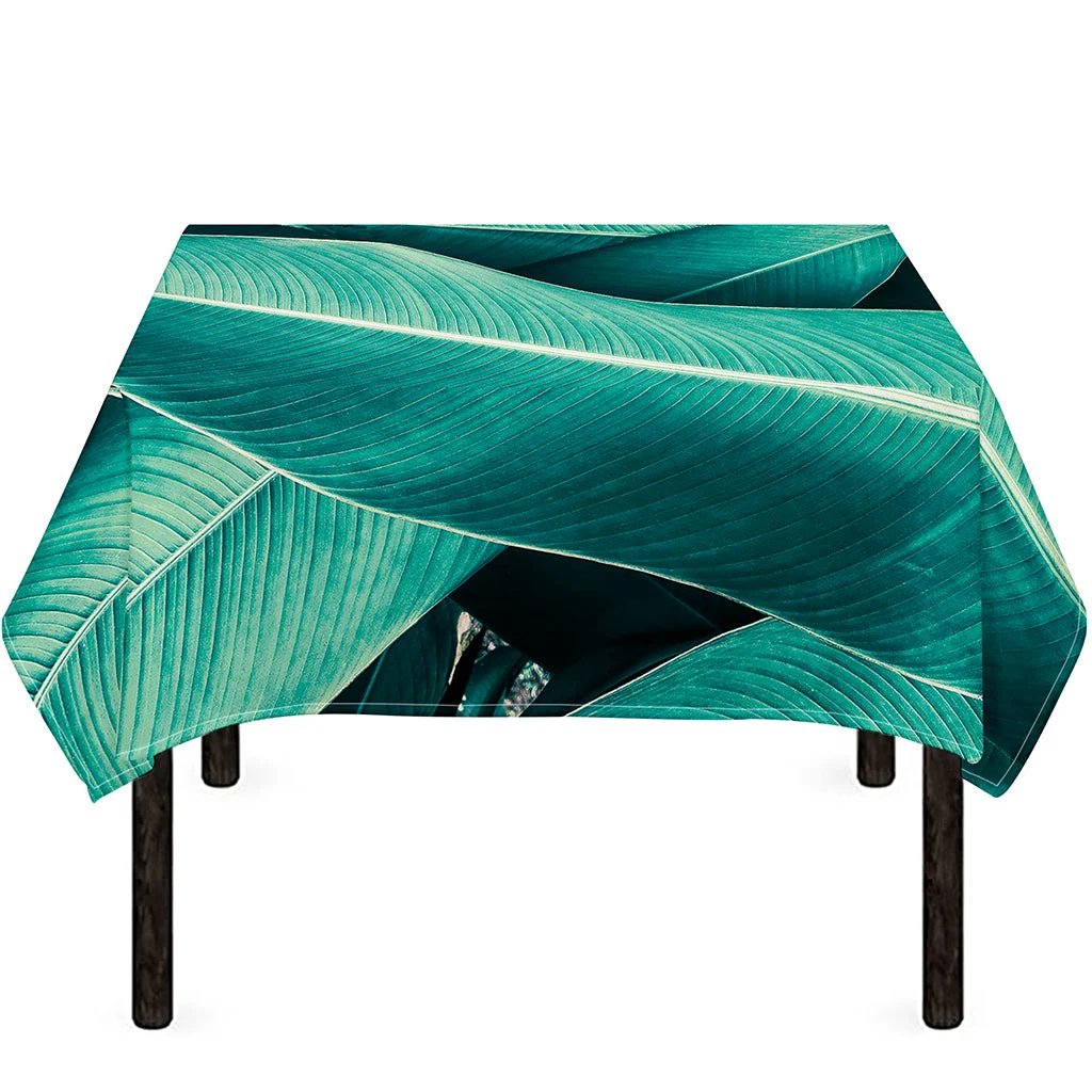 Turquoise Banana Leaf Print Tablecloth Kitchen Home Decor Turquoise Banana Leaf Print Tablecloth Kitchen Home Decor
