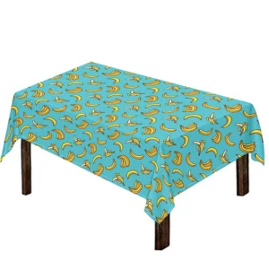 Turquoise Banana Pattern Print Tablecloth Kitchen Home Decor