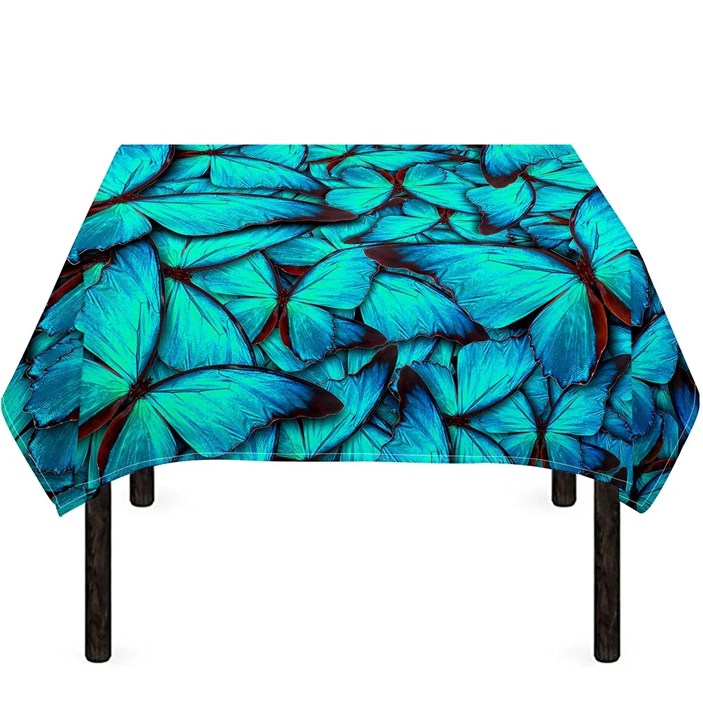 Turquoise Butterfly Pattern Print Tablecloth Kitchen Home Decor Turquoise Butterfly Pattern Print Tablecloth Kitchen Home Decor