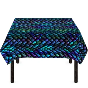 Turquoise Dragon Scales Pattern Print Tablecloth Kitchen Home Decor