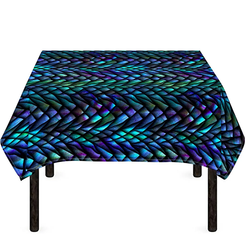 Turquoise Dragon Scales Pattern Print Tablecloth Kitchen Home Decor Turquoise Dragon Scales Pattern Print Tablecloth Kitchen Home Decor