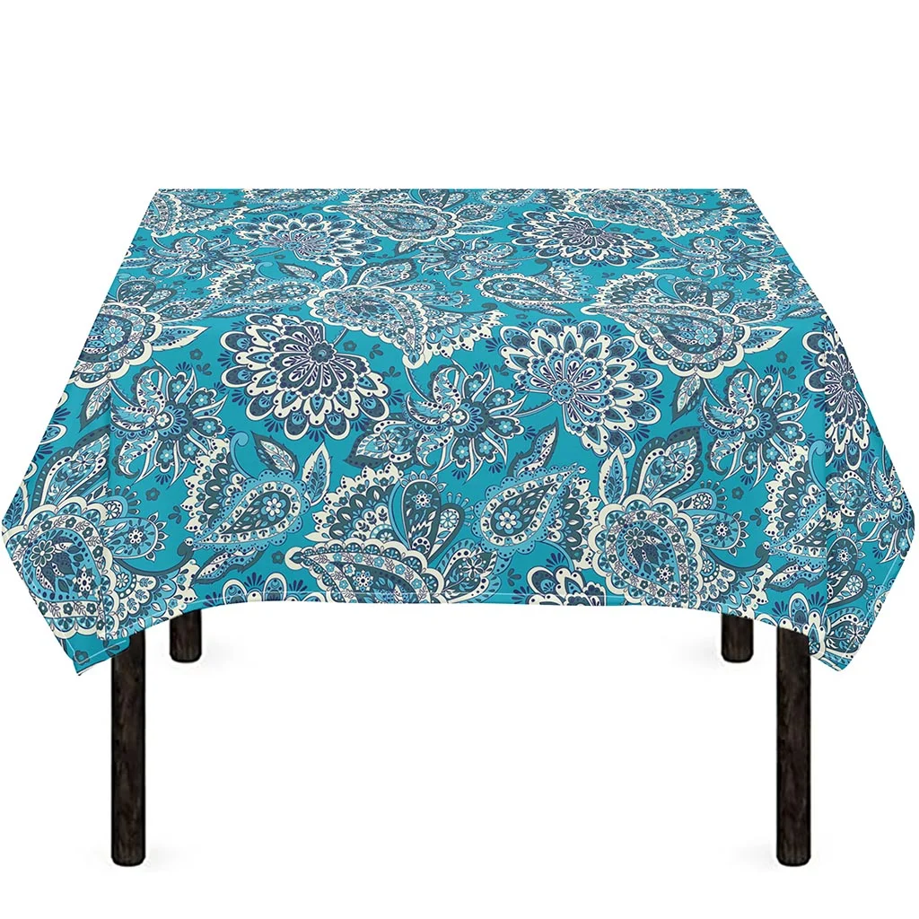 Turquoise Floral Bohemian Pattern Print Tablecloth Kitchen Home Decor Turquoise Floral Bohemian Pattern Print Tablecloth Kitchen Home Decor