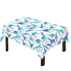 Turquoise Giraffe Pattern Print Tablecloth Kitchen Home Decor