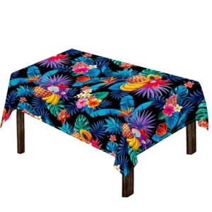 Turquoise Hawaiian Fruits Pattern Print Tablecloth Kitchen Home Decor