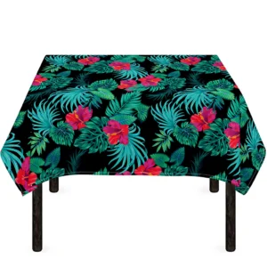 Turquoise Hawaiian Palm Leaves Print Tablecloth Kitchen Home Decor