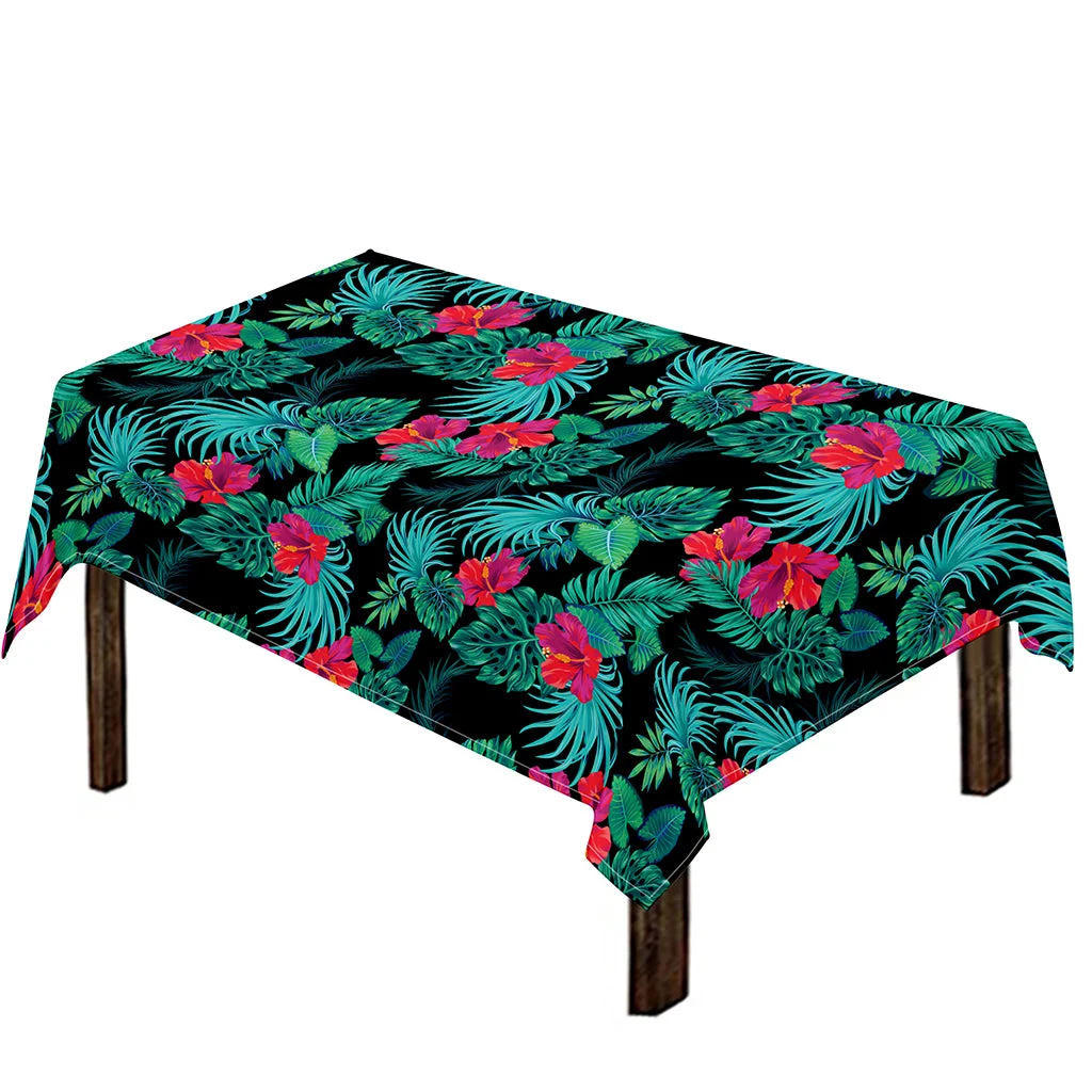 Turquoise Hawaiian Palm Leaves Print Tablecloth Kitchen Home Decor Turquoise Hawaiian Palm Leaves Print Tablecloth Kitchen Home Decor