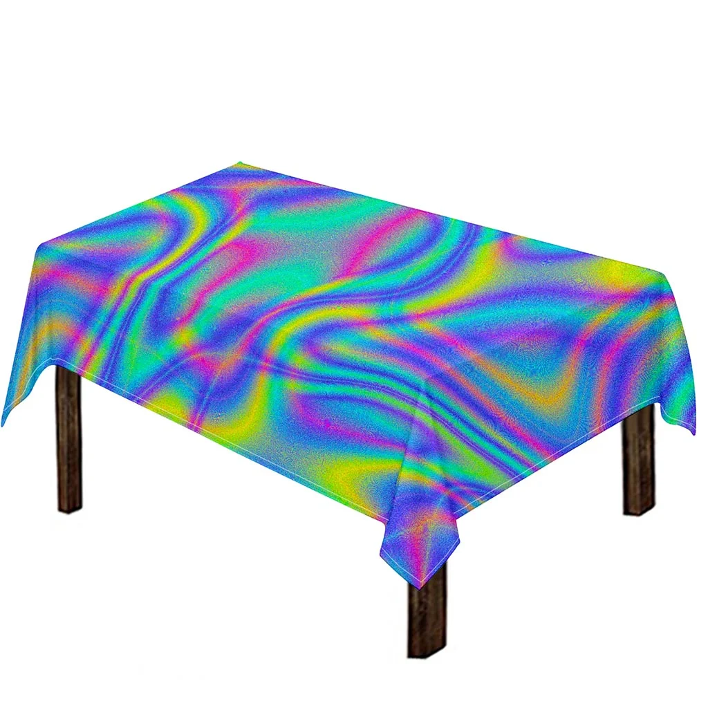 Turquoise Holographic Trippy Print Tablecloth Kitchen Home Decor Turquoise Holographic Trippy Print Tablecloth Kitchen Home Decor