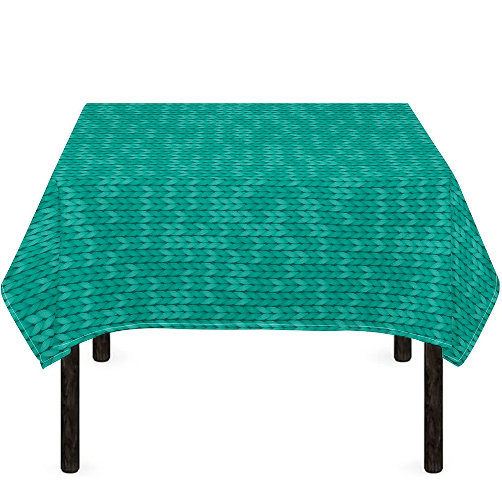 Turquoise Knitted Pattern Print Tablecloth Kitchen Home Decor Turquoise Knitted Pattern Print Tablecloth Kitchen Home Decor