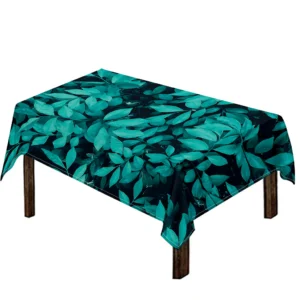 Turquoise Leaf Print Tablecloth Kitchen Home Decor