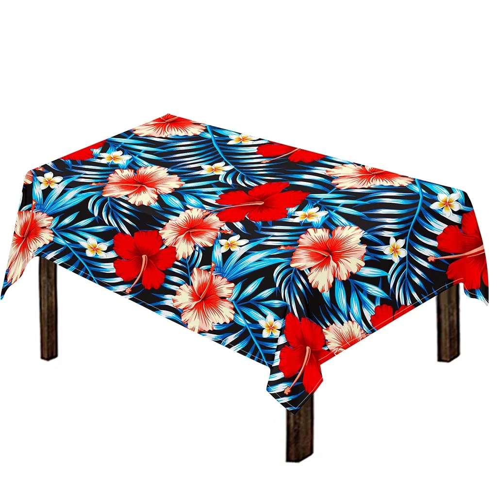 Turquoise Leaves Hibiscus Pattern Print Tablecloth Kitchen Home Decor Turquoise Leaves Hibiscus Pattern Print Tablecloth Kitchen Home Decor