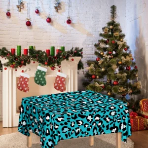 Turquoise Leopard Print Tablecloth Kitchen Home Decor