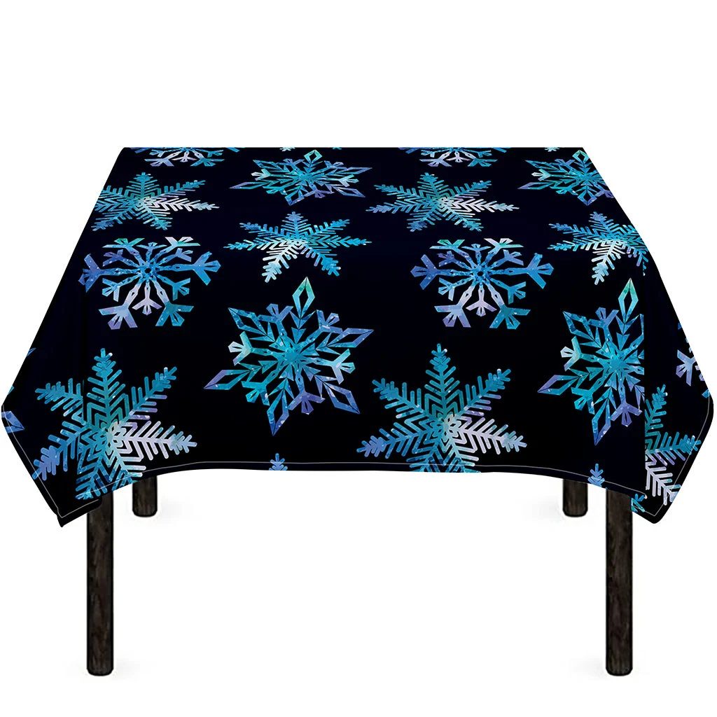 Turquoise Snowflake Pattern Print Tablecloth Kitchen Home Decor Turquoise Snowflake Pattern Print Tablecloth Kitchen Home Decor