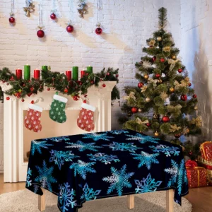 Turquoise Snowflake Pattern Print Tablecloth Kitchen Home Decor