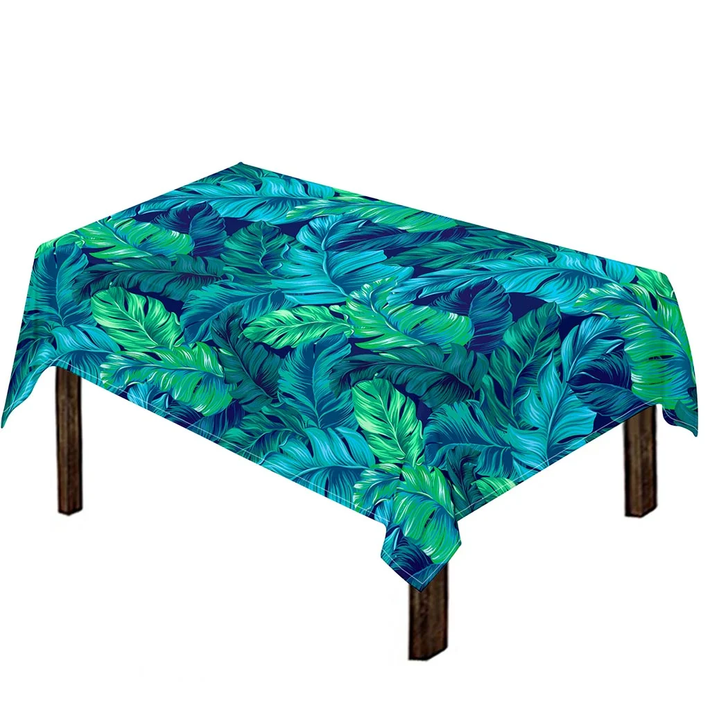 Turquoise Tropical Leaf Pattern Print Tablecloth Kitchen Home Decor Turquoise Tropical Leaf Pattern Print Tablecloth Kitchen Home Decor