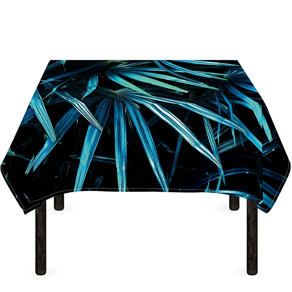 Turquoise Tropical Leaves Print Tablecloth Kitchen Home Decor Turquoise Tropical Leaves Print Tablecloth Kitchen Home Decor