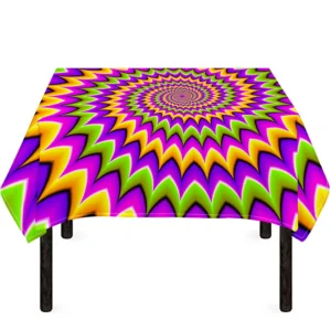 Twisted Colors Moving Optical Illusion Tablecloth Kitchen Home Decor