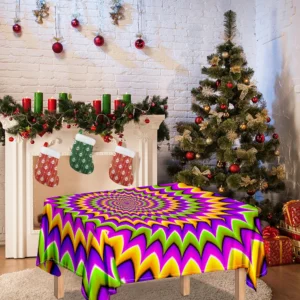 Twisted Colors Moving Optical Illusion Tablecloth Kitchen Home Decor