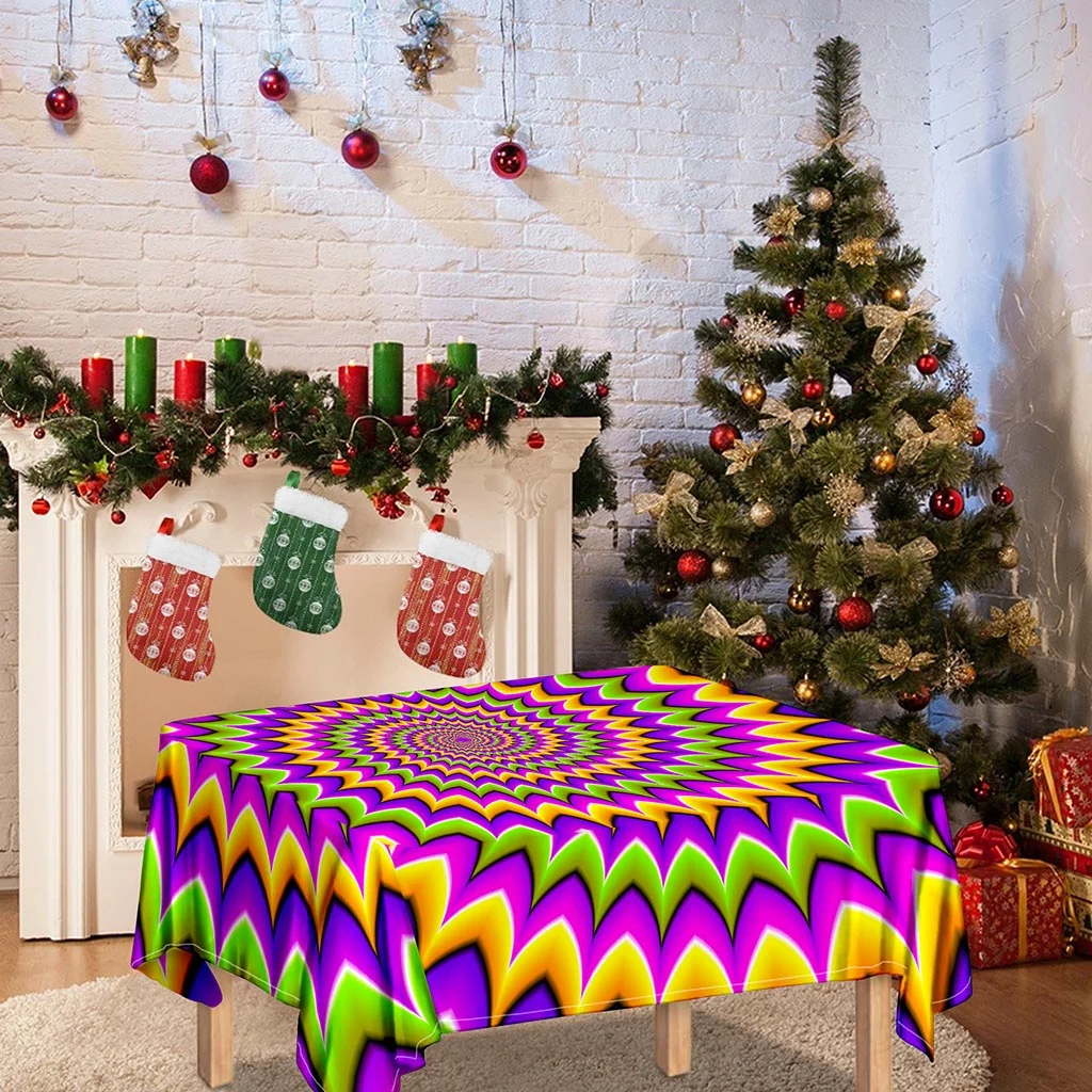 Twisted Colors Moving Optical Illusion Tablecloth Kitchen Home Decor Twisted Colors Moving Optical Illusion Tablecloth Kitchen Home Decor