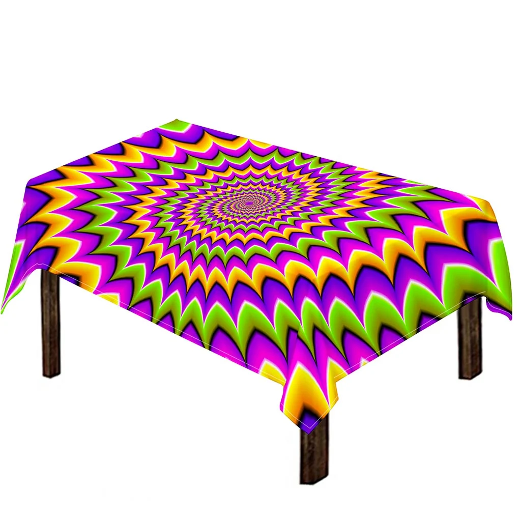 Twisted Colors Moving Optical Illusion Tablecloth Kitchen Home Decor Twisted Colors Moving Optical Illusion Tablecloth Kitchen Home Decor