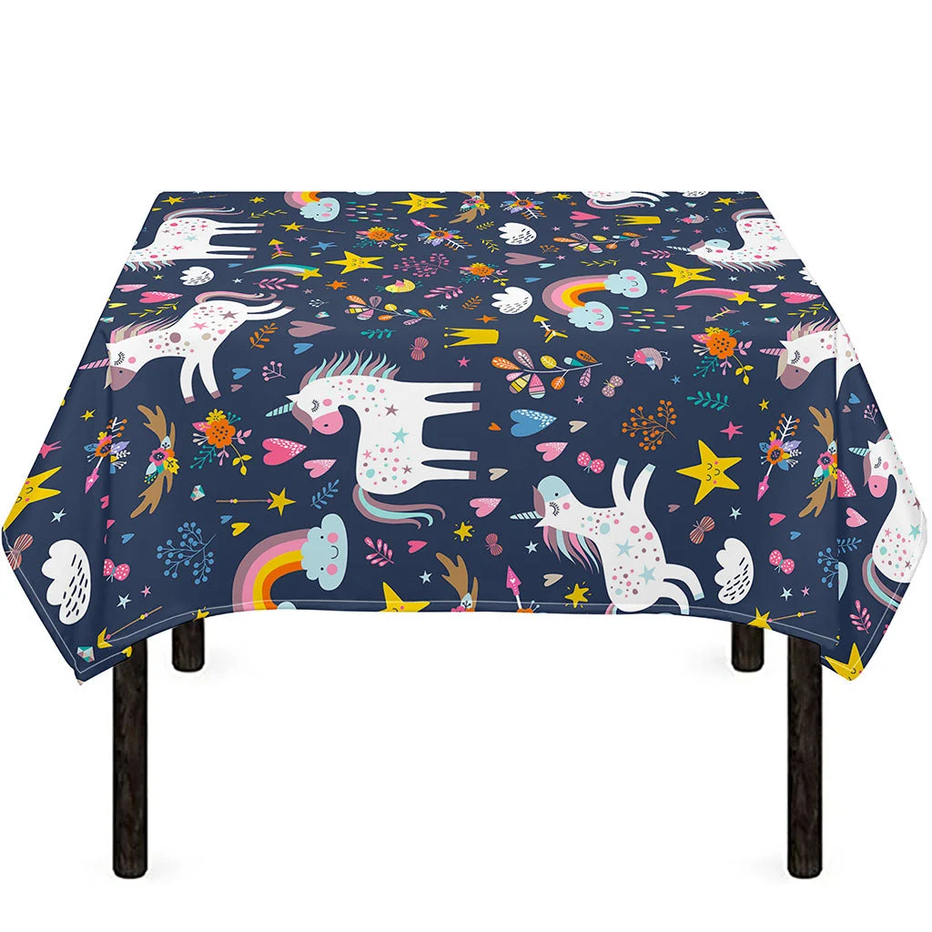 Unicorn Dream Cartoon Pattern Print Tablecloth Kitchen Home Decor Unicorn Dream Cartoon Pattern Print Tablecloth Kitchen Home Decor