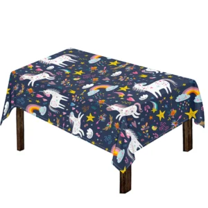 Unicorn Dream Cartoon Pattern Print Tablecloth Kitchen Home Decor