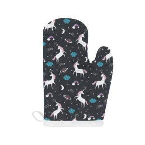 Unicorn Rainbows Moon Cloud Star Pattern Heat Resistant Oven Mitts Pot Holders Set