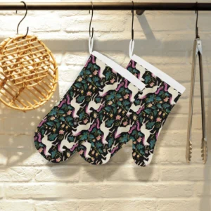 Unicorns Forest Background Heat Resistant Oven Mitts Pot Holders Set