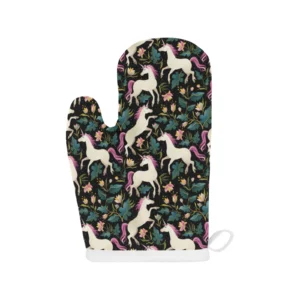 Unicorns Forest Background Heat Resistant Oven Mitts Pot Holders Set