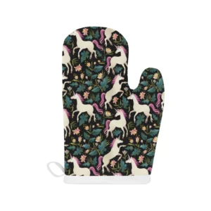 Unicorns Forest Background Heat Resistant Oven Mitts Pot Holders Set