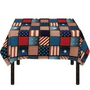 USA Denim Patchwork Pattern Print Tablecloth Kitchen Home Decor