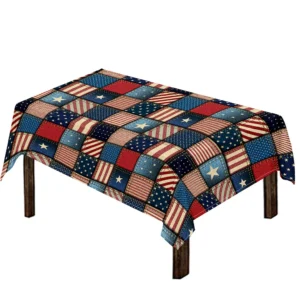 USA Denim Patchwork Pattern Print Tablecloth Kitchen Home Decor