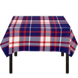 USA Patriotic Plaid Print Tablecloth Kitchen Home Decor