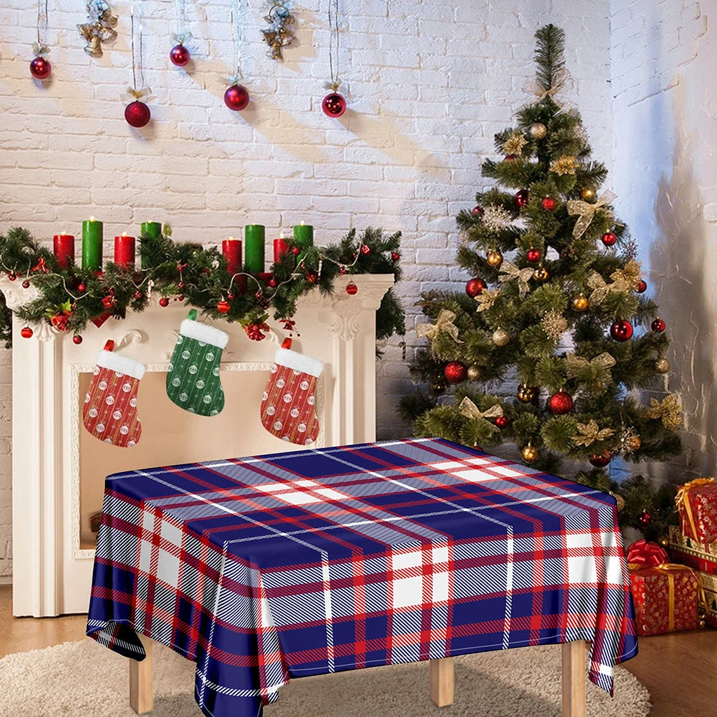 USA Patriotic Plaid Print Tablecloth Kitchen Home Decor USA Patriotic Plaid Print Tablecloth Kitchen Home Decor